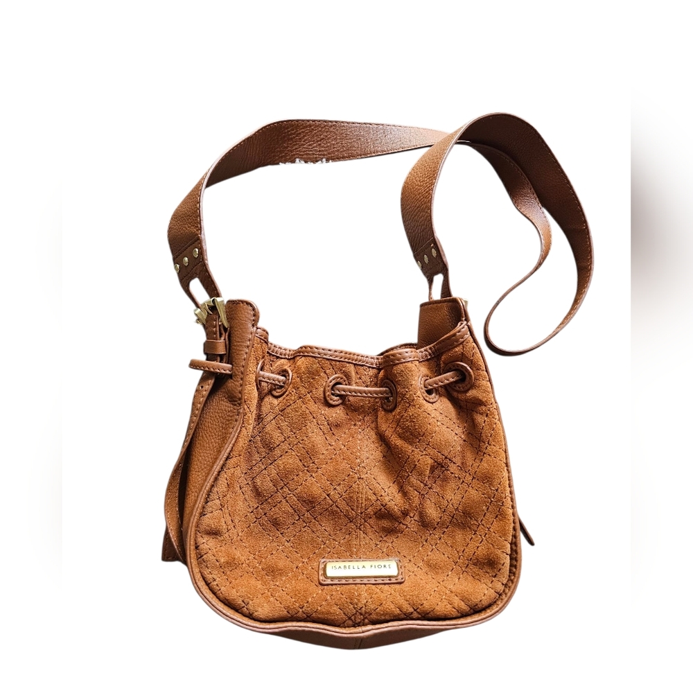 Isabella Fiore Rust Brown Suede Quilted Leather Bohemian Chic Elegant  Bag